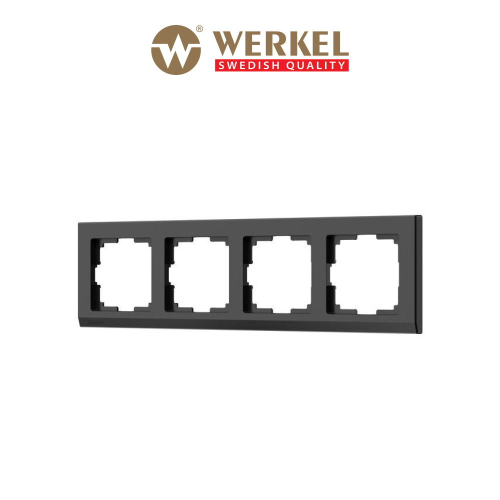 Рамка для выключателей и розеток пластиковая на 4 поста Werkel Stark W0041808 черная  #1