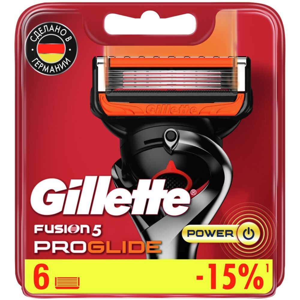 Gillette Сменные кассеты Fusion5 Proglide Power Red, 6 шт. #1