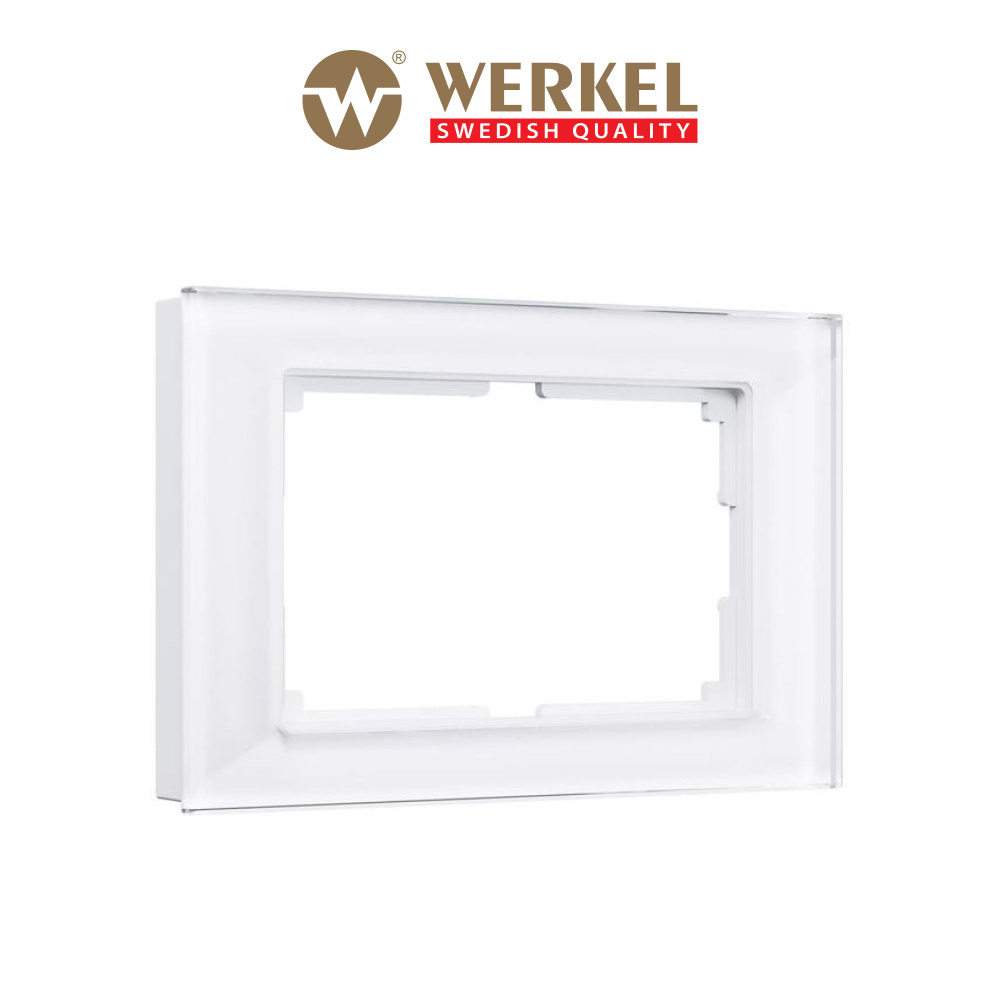 Рамка для выключателей и розеток из стекла для двойной розетки Werkel Favorit W0081101 белая  #1