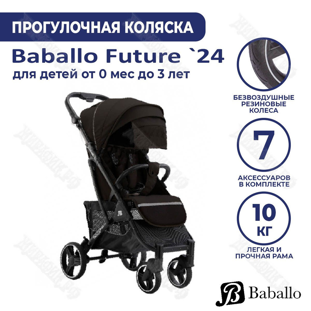 Детская прогулочная коляска Baballo Future 2024 Черный (черная рама)  #1