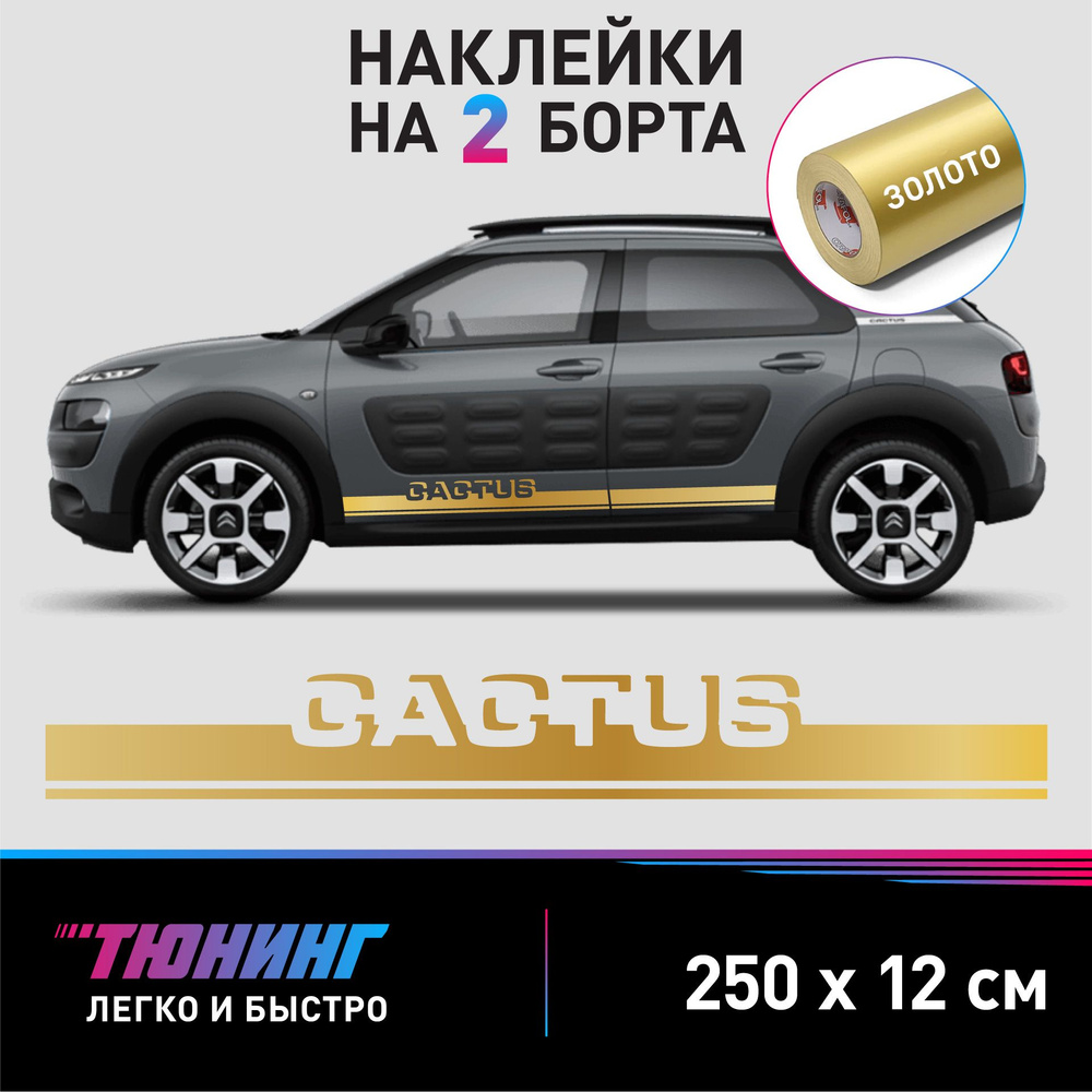 Наклейки на автомобиль Citroen Cactus - золотые наклейки на авто Ситроен  Кактус на ДВА борта - купить по выгодным ценам в интернет-магазине OZON  (1282940211)