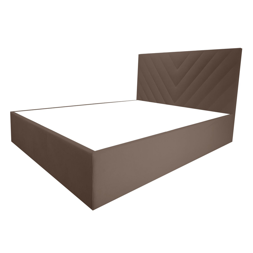 Двуспальная кровать Канди Эко 180x200 основание металлическое с ламелями велюр коричневый ножки 5 см #1