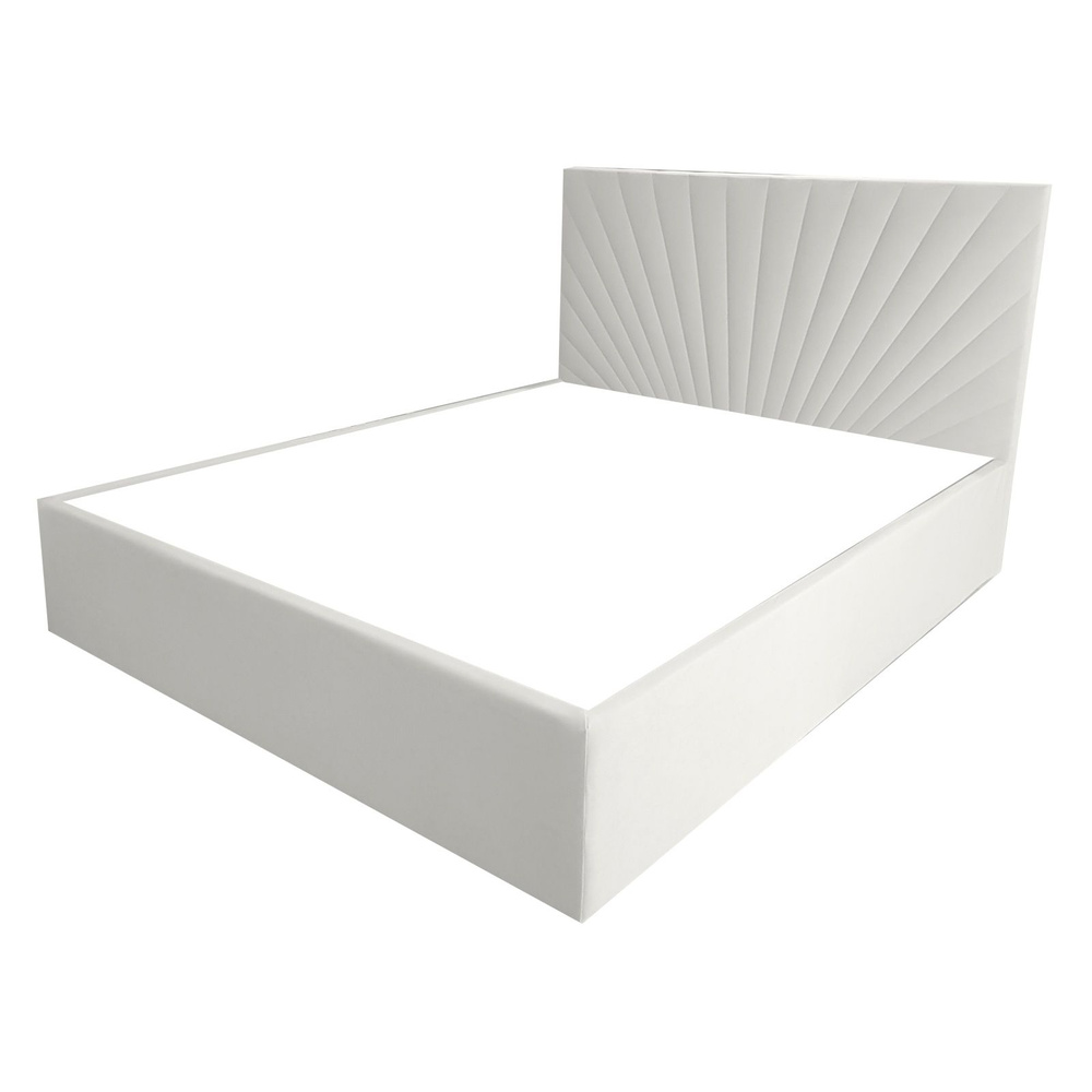 Двуспальная кровать Санремо Эко 180x200 основание металлическое с ламелями велюр белый ножки 5 см  #1