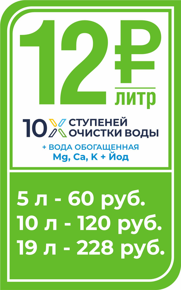 Наклейка Ценник вертикальный 12 рублей Вода Обогащенная  #1