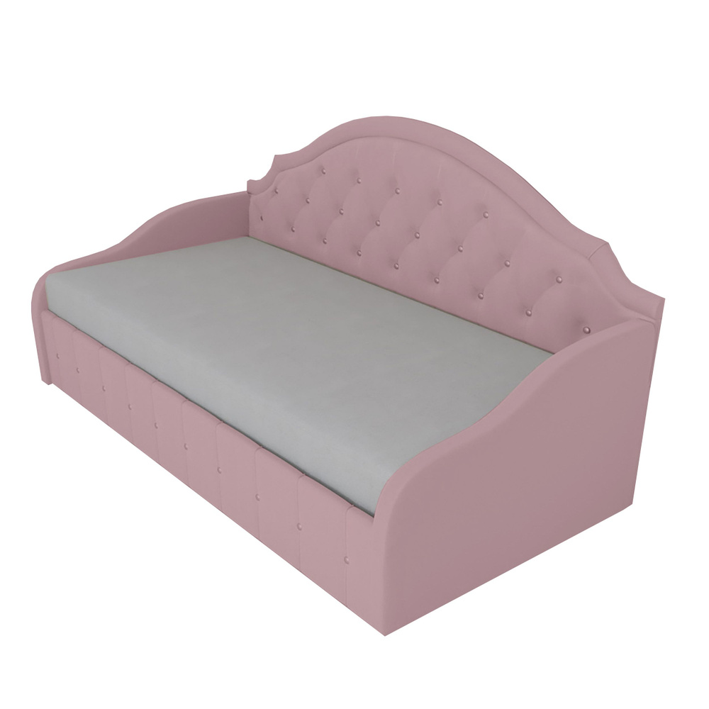 Односпальная кровать Лондон 80x200 с подъемным механизмом и с коробом для белья велюр розовый  #1