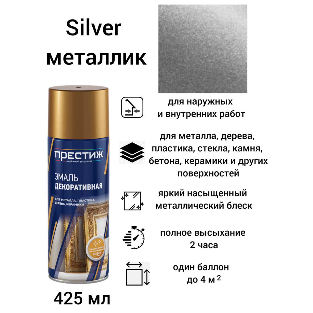 ПРЕСТИЖ НАДЕЖНЫЙ РЕЗУЛЬТАТ Аэрозольная краска Быстросохнущая, до 35°, Алкидная, Глянцевое покрытие, 0.425 #1