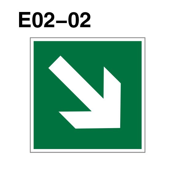 Световозвращающий, плоский, эвакуационный знак Е02-02 Направляющая стрелка под углом 45 (самоклеящаяся #1