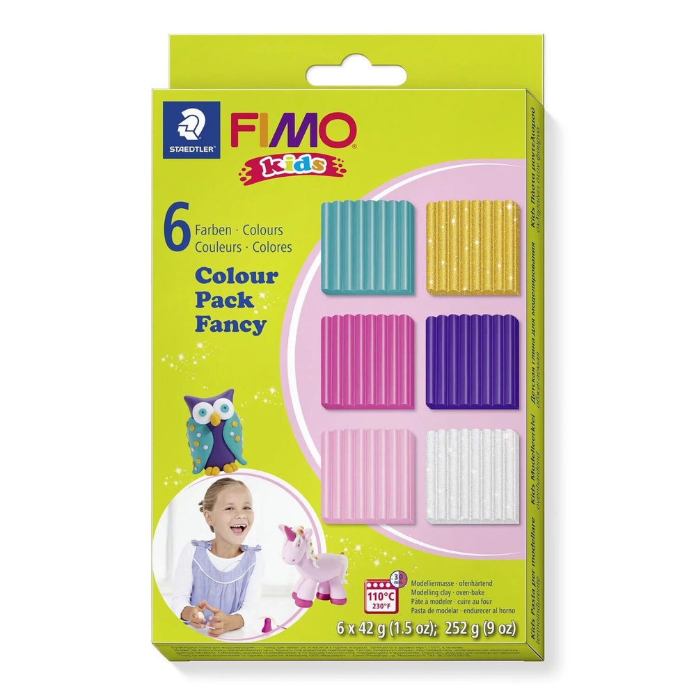 Комплект запекаемой полимерной глины Fimo Kids 8032 02 Гирли (Fancy) (6 блоков разных цветов по 42 г.: #1