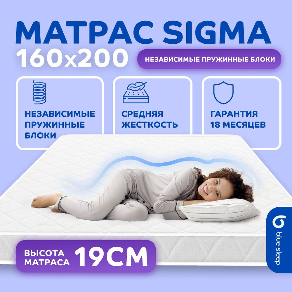 Матрас пружинный Blue Sleep Sigma 160x200, 19 см #1