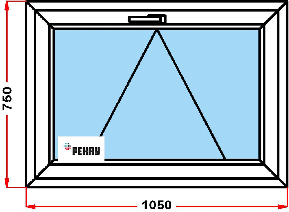 Окно пластиковое, профиль РЕХАУ BLITZ (750 x 1050), фрамуга, стеклопакет из 2х стекол  #1