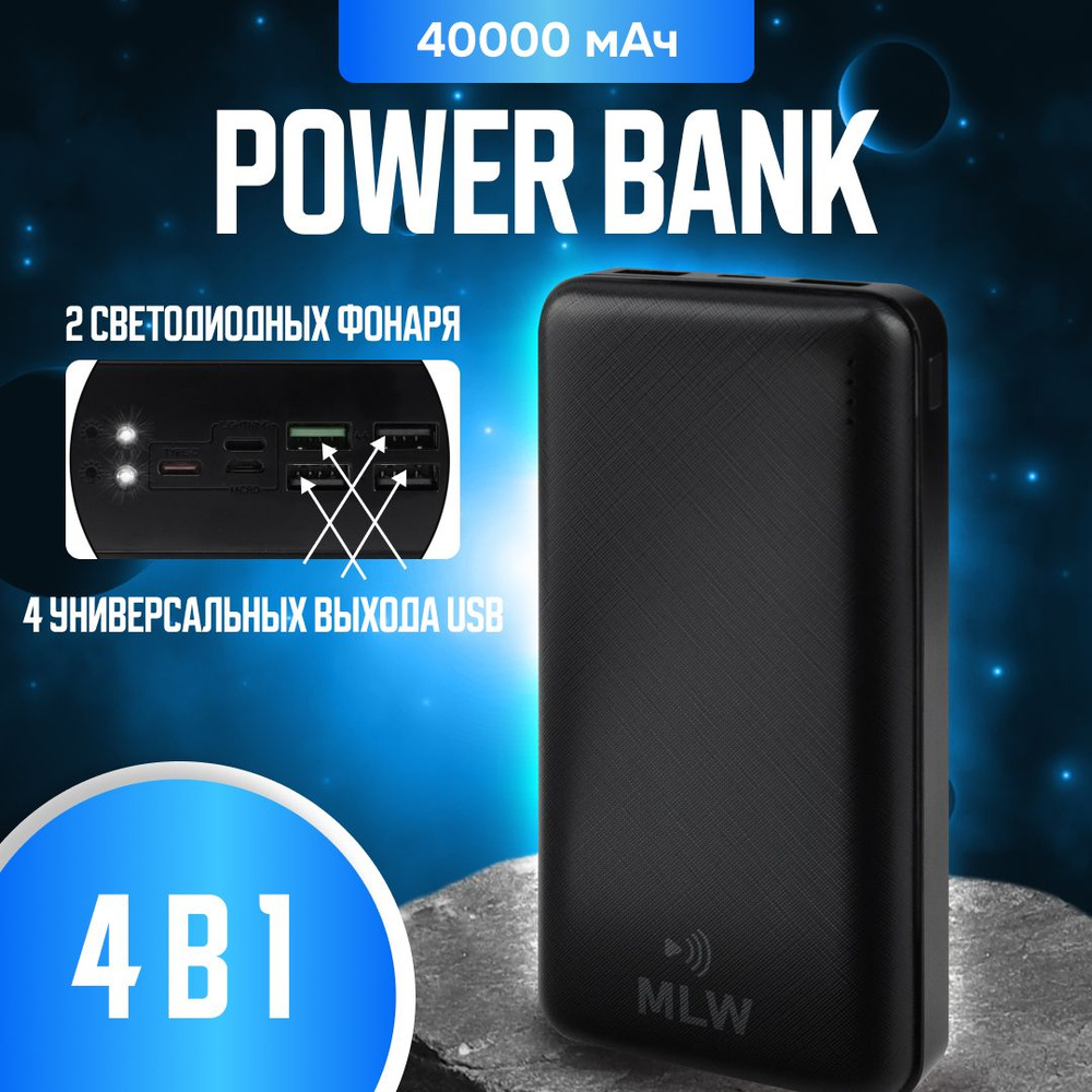 Повербанк (powerbank) MilWorks 40000 mah с быстрой зарядкой/внешний аккумулятор портативный, переносной, #1