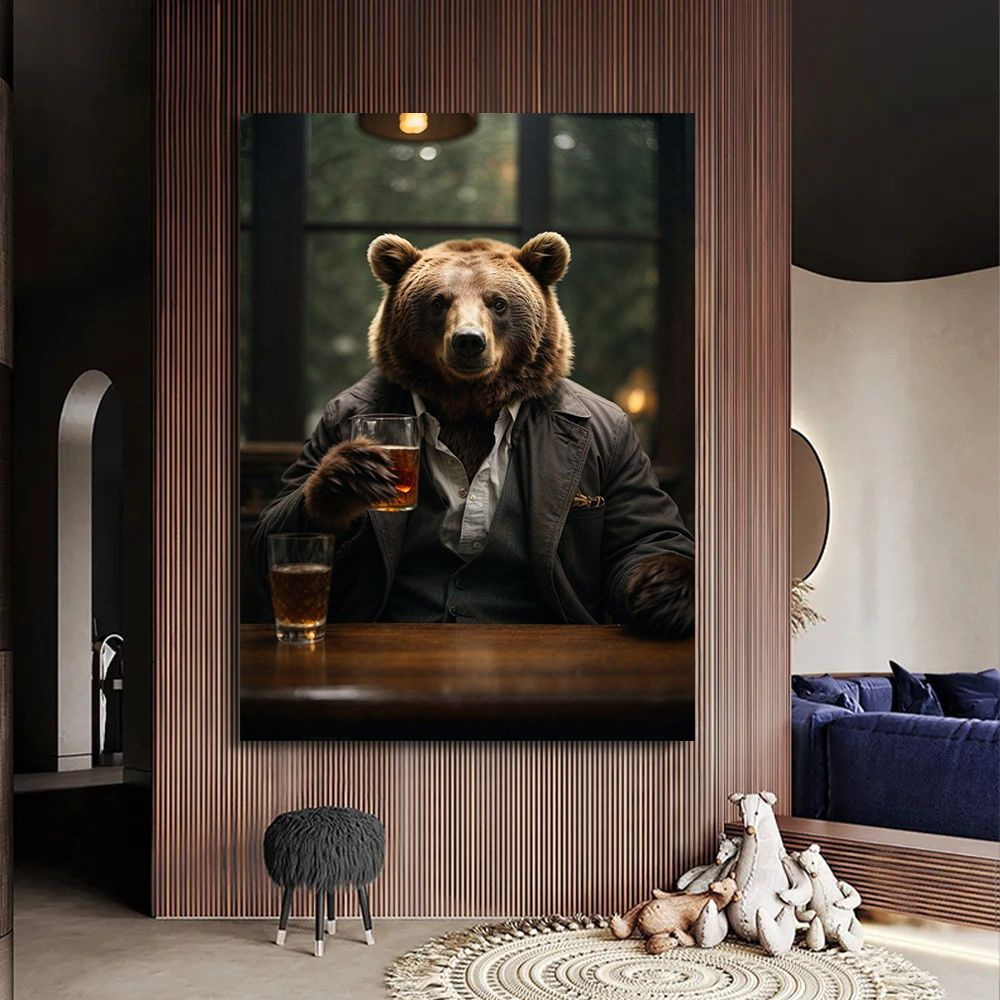 Картина стильный медведь, 30х40см #1