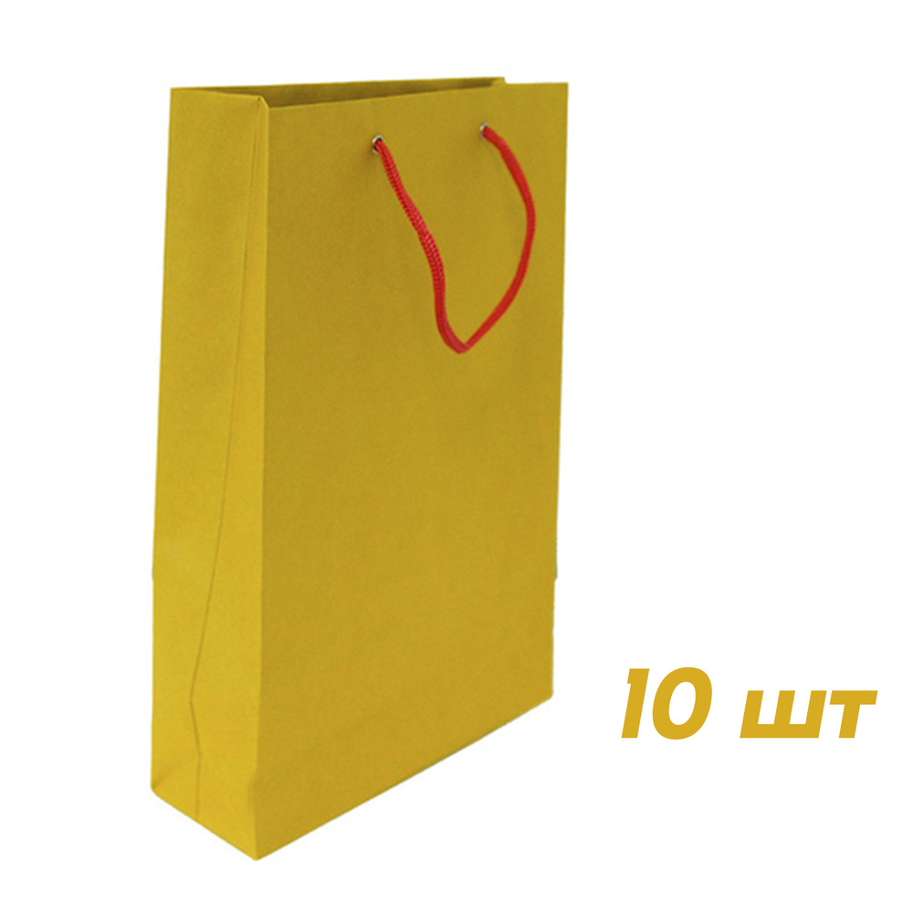 Пакет подарочный из эфалина 10 шт, размеры 240х350х80 мм, желтый ракитник  #1