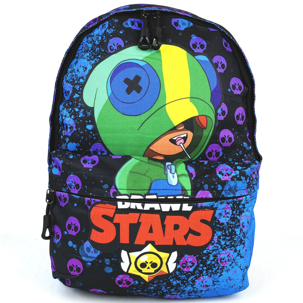 Рюкзак школьный для мальчиков Leon - Brawl Stars, черно-сиреневый  #1