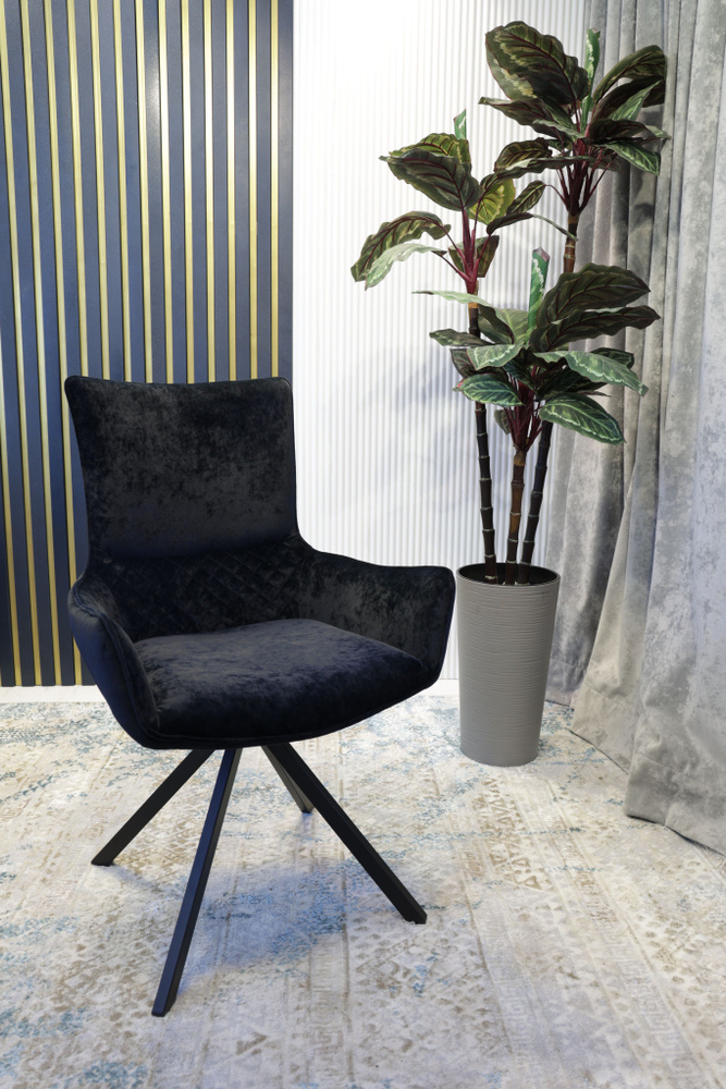 Дизайнерский стул Лорд, велюр антикоготь, вращающийся механизм, цвет черный кристалл  #1