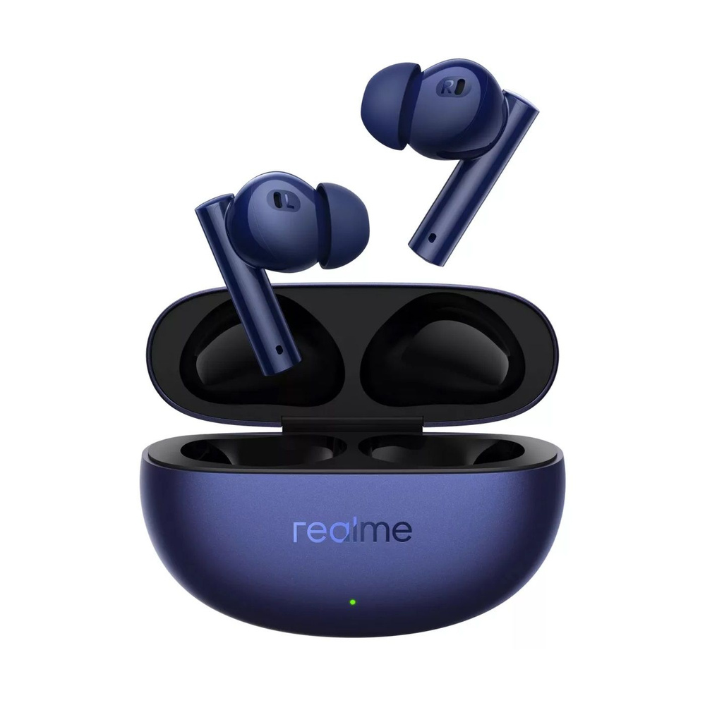 realme Наушники беспроводные с микрофоном realme Buds Air 5, Bluetooth, USB Type-C, синий, темно-синий #1