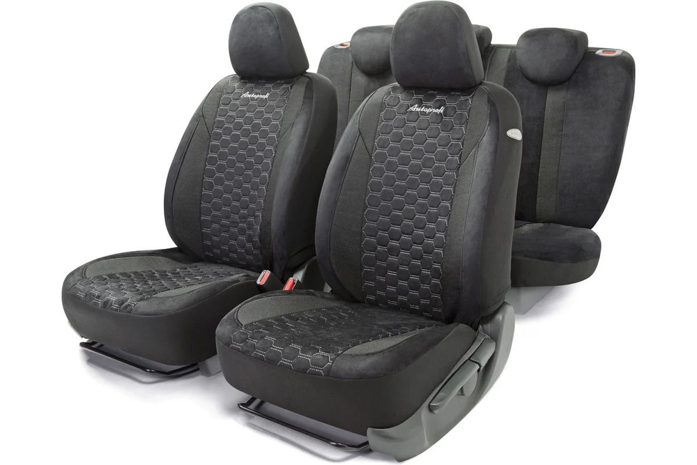 Чехлы на сиденье ALCANTARA ALC-1505 BLACK алькантара, 3D крой, AIRBAG (15шт) AUTOPROFI  #1