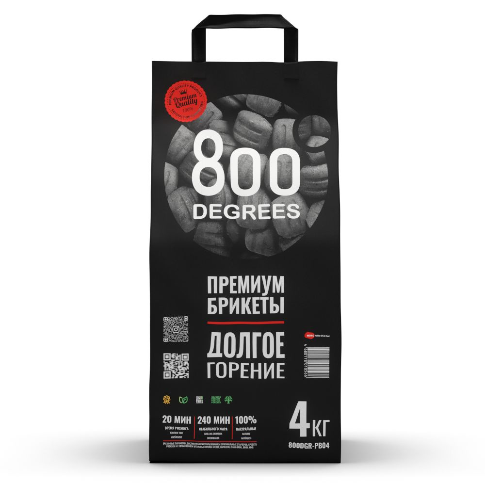 Премиум брикеты 800 Degrees Extra Long Heat для гриля, мангала, барбекю, 4 кг  #1