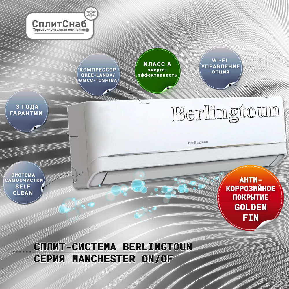 Сплит система Berlingtoun BR-07MBST1M (20 кв.м) Кондиционер Берлингтон Manchester on/of Класс А Компрессор #1