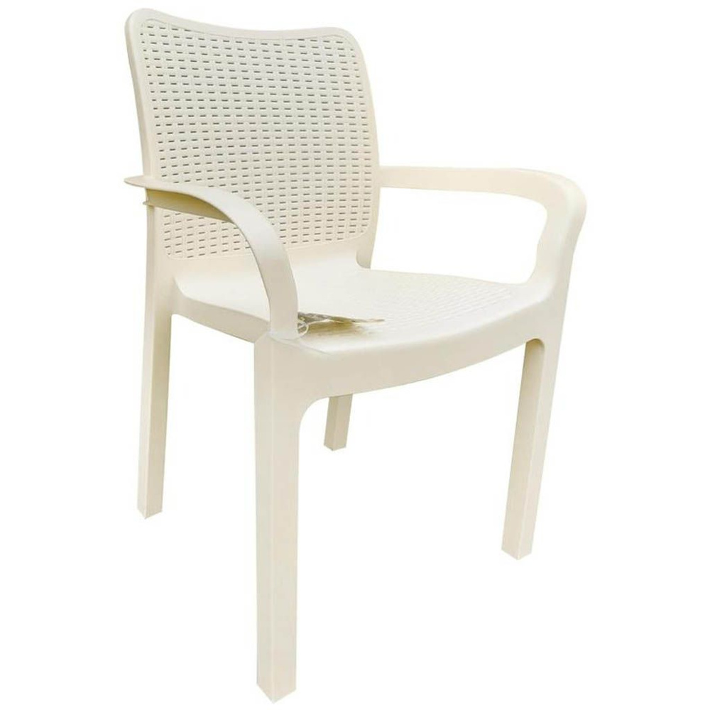 Кресло пластик, Rattan, 83х58х50 см, сливочное #1