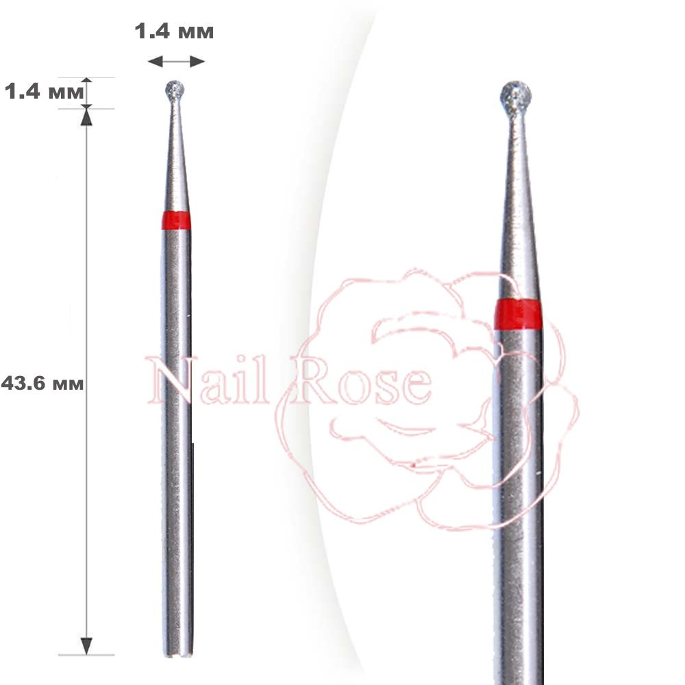 ВладМива 5шт диаметр 1,4мм.шар красное кольцо. Фреза с алмазным напылением  #1