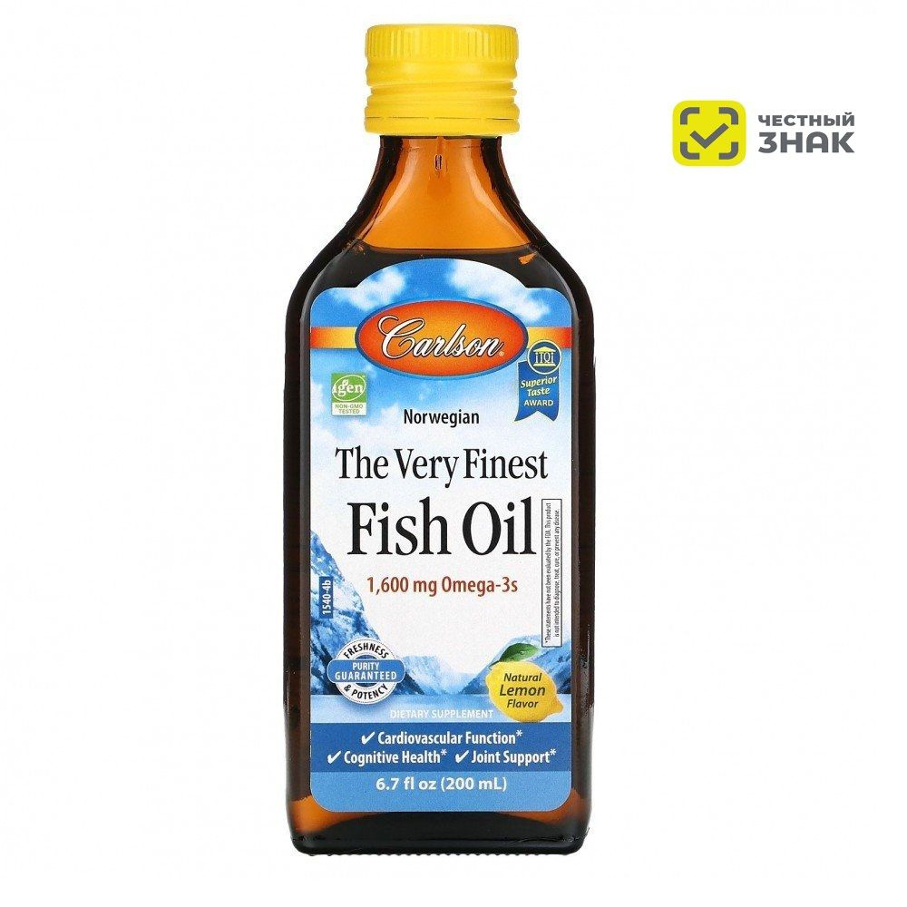 Жирные кислоты Carlson Labs The Very Finest Fish Oil (Самый Лучший рыбий жир)-200 мл. Вкус: Натуральный #1