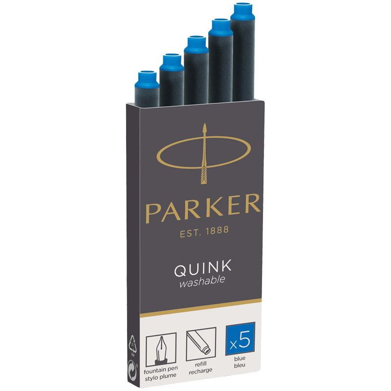 Картридж чернильный Parker "Cartridge Quink" смываемые синие, 5шт., блистер (1950208)  #1