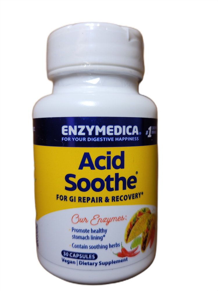 Enzymedica, Acid Soothe, Ферменты от изжоги и кислотного дискомфорта, 30 капсул  #1