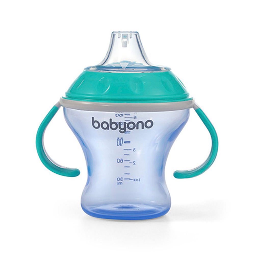 Поильник-непроливайка BabyOno Natural Nursing с мягким носиком, 180 мл, 3м+ мятно-бирюзовый  #1