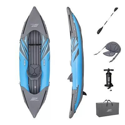 Надувная байдарка "Surge Elite X1 Kayak" 305x91х40см, алюм.весло 230см, насос 62086, до 100кг  #1