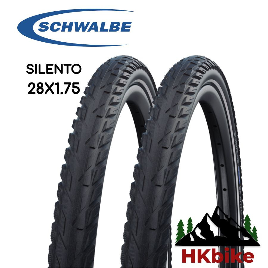 Покрышка велосипедная Schwalbe Silento 28x1.75, сталь, черная со светоотражающей полосой, комплект 2 #1