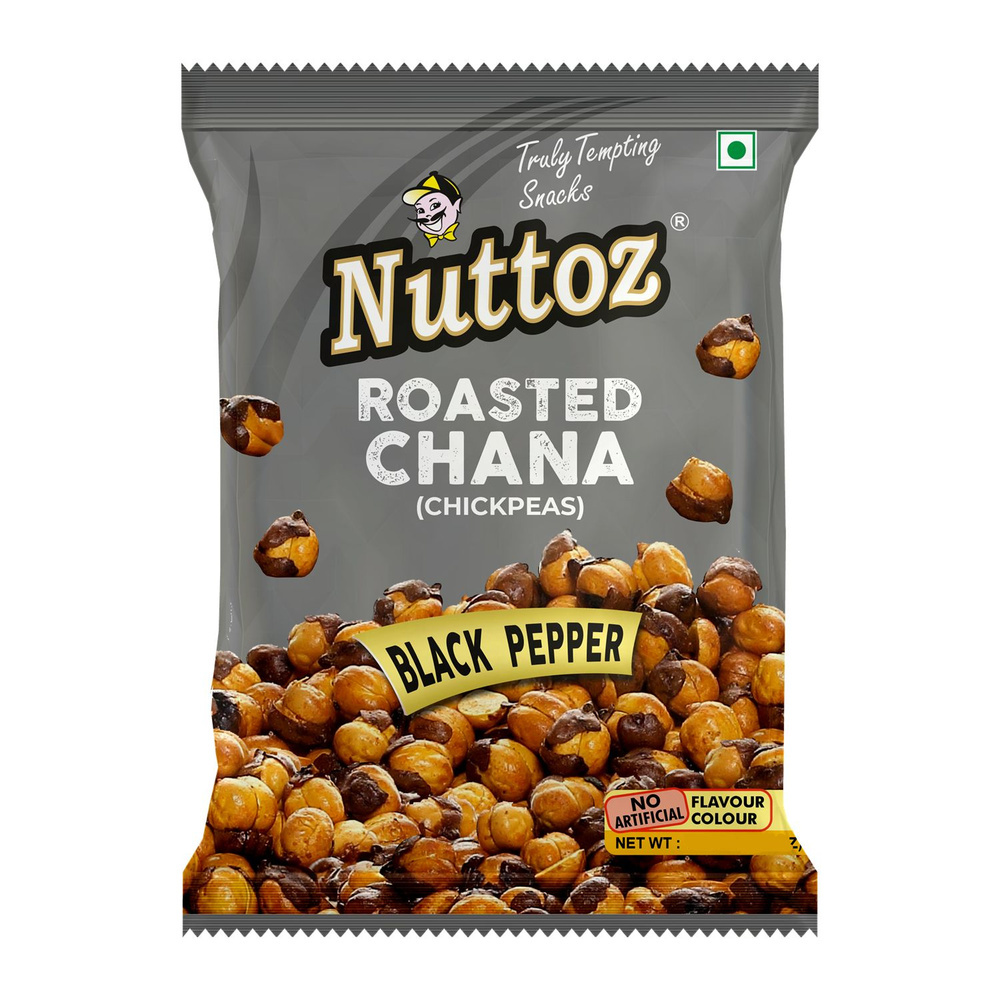 Roasted Chana BLACK PEPPER Chickpeas, Nuttoz (Жареная чана ЧЁРНЫЙ ПЕРЕЦ нут, Наттоз), 25 г.  #1