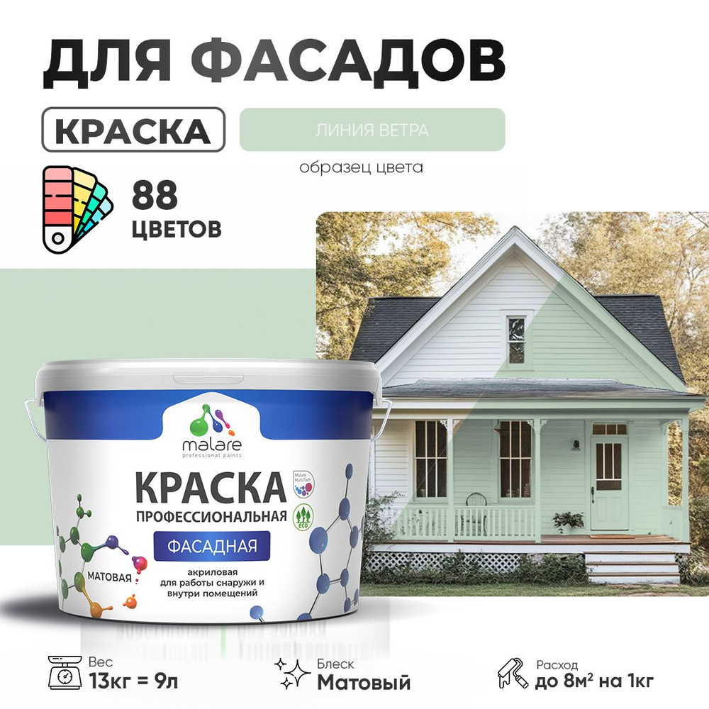 Краска фасадная для наружных работ Malare Professional для дерева по бетону, для минеральных поверхностей #1