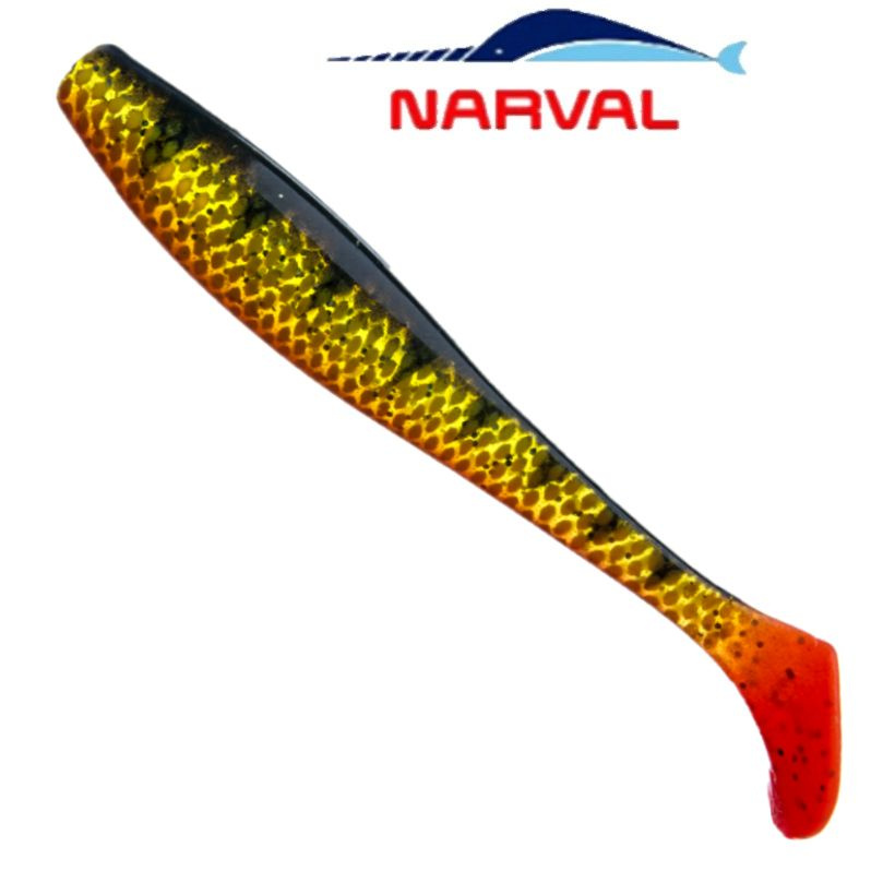 Приманка силиконовая Narval Choppy Tail 12cm цв. #019 Yellow Perch / Виброхвост для джига на судака, #1