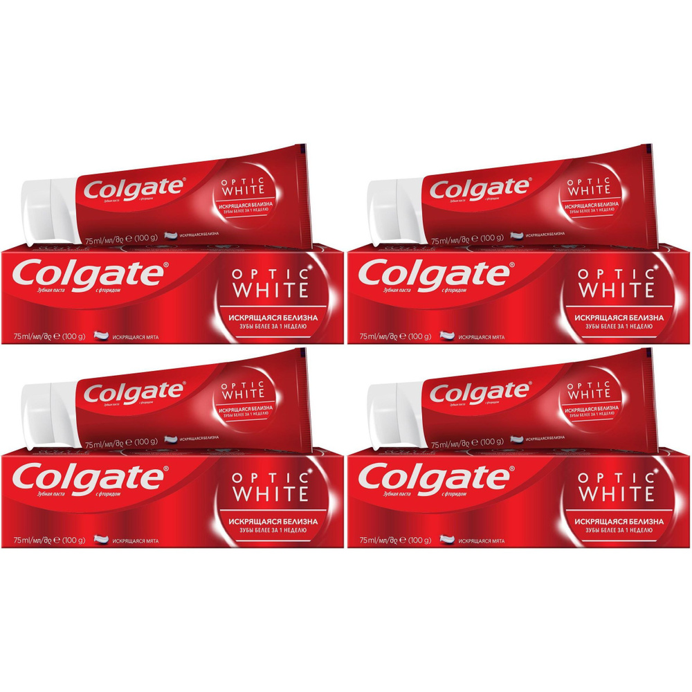 Зубная паста Colgate Optic white мята 75 мл, набор: 4 штуки #1