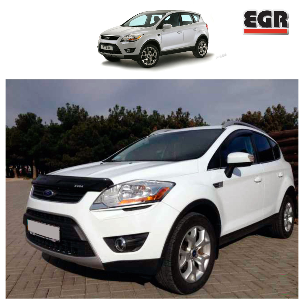 Дефлектор капота для Форд Куга / Ford Kuga 1 поколение 2008-2012 темно дымчатый EGR (Австралия)  #1