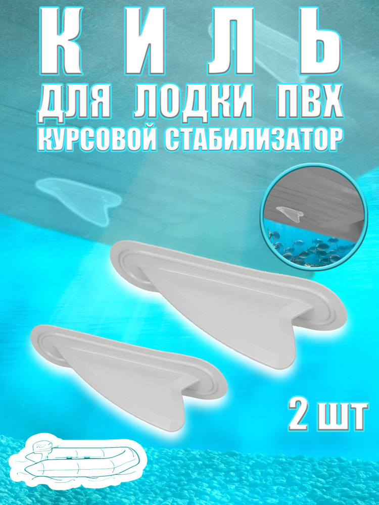 Курсовой стабилизатор (киль, плавник) боковой 70 мм. для лодки ПВХ, серые (комплект 2 шт.)  #1