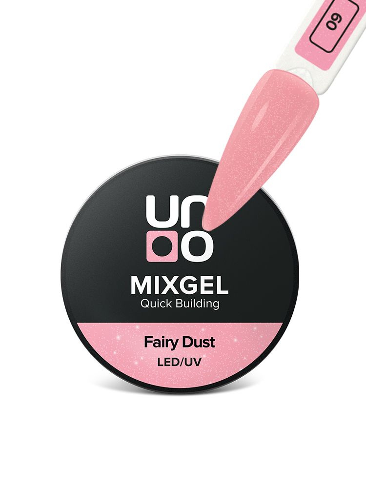 UNO, Полигель для наращивания и моделирования ногтей MIXGEL Fairy Dust, камуфлирующий бежевый, шайба #1