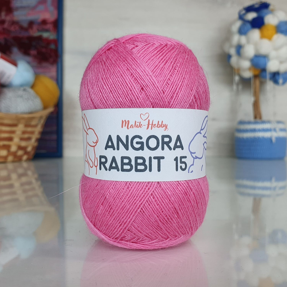 Пряжа Angora Rabbit 15 - 095 (барби) 3 мотка Malik-hobby, (15% ангора, 5% шерсть, 30% вискоза, 50% нейлон, #1