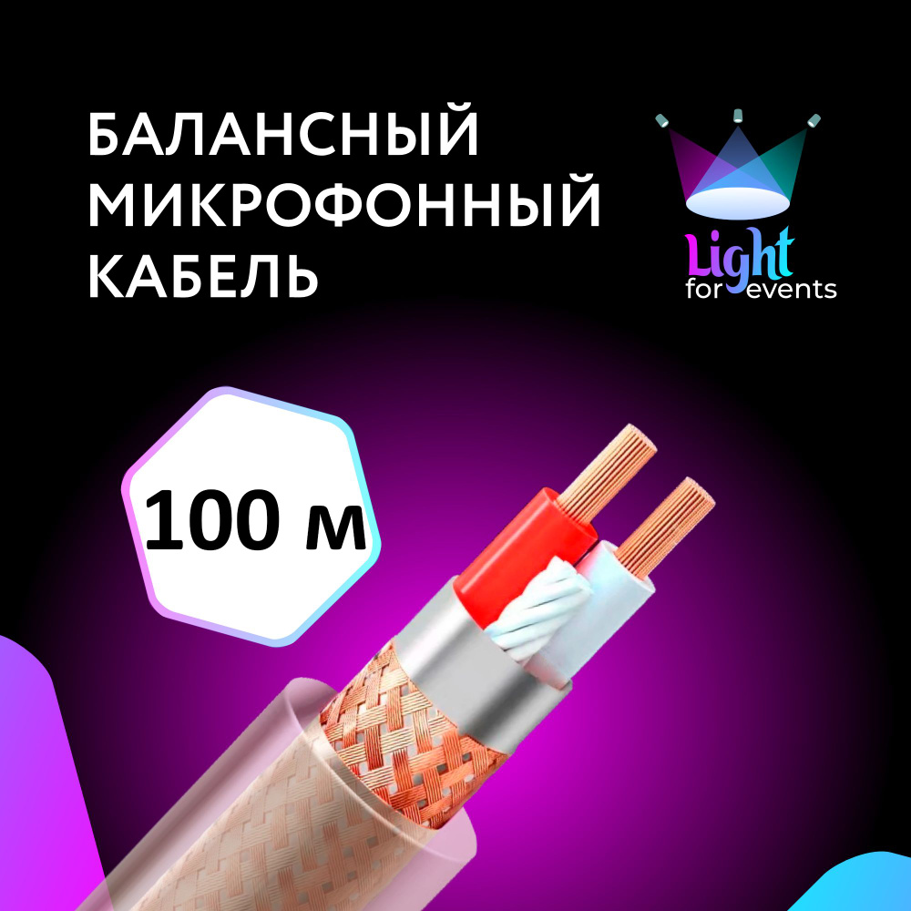 Прозрачный микрофонный кабель c двойным экранированием, 100 м (бухта)  #1