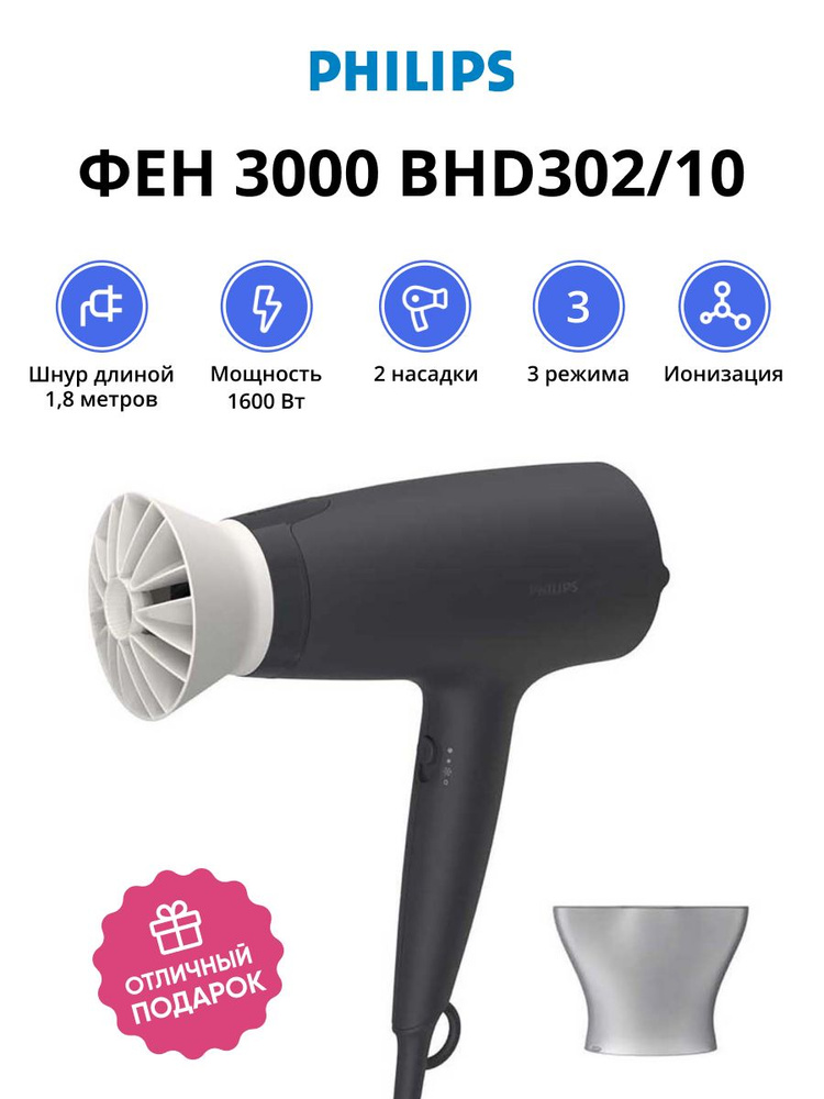 Фен Philips 3000 BHD302/10 #1