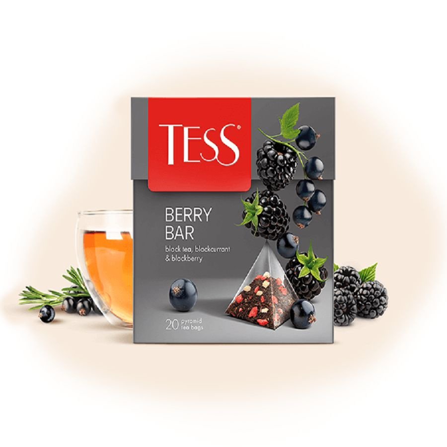 Чай в пирамидках черный Tess Berry Bar (Берри Бар) 20 пак. Ежевика, черная смородина.  #1