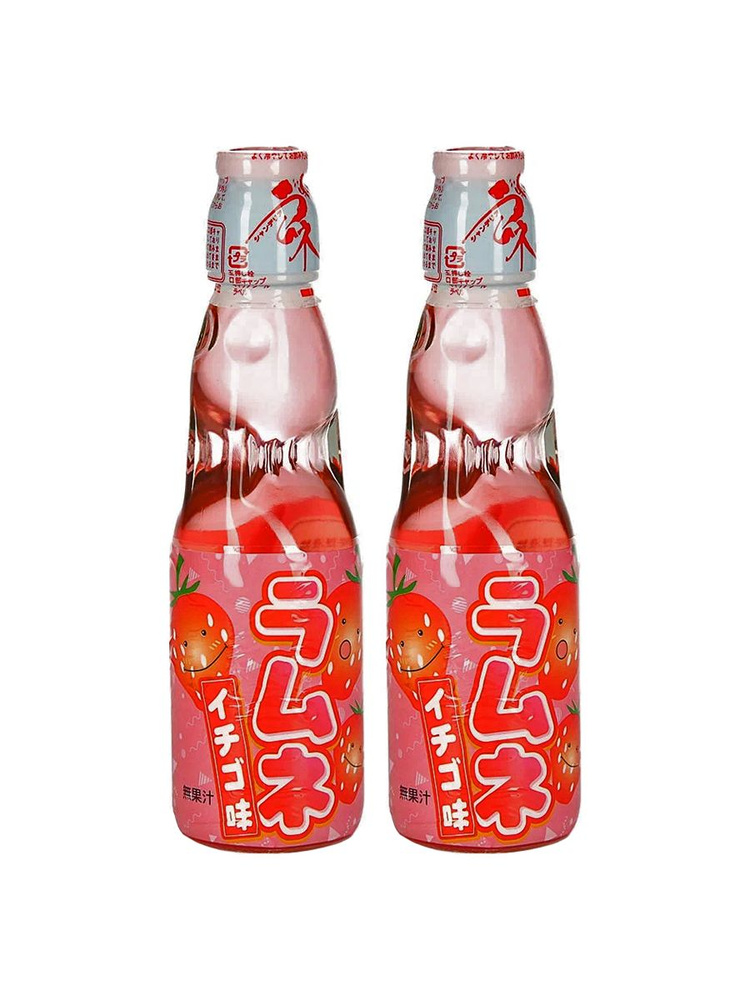 Лимонад Hatakosen Ramune со вкусом клубники, 2 шт x 200 мл, Япония #1