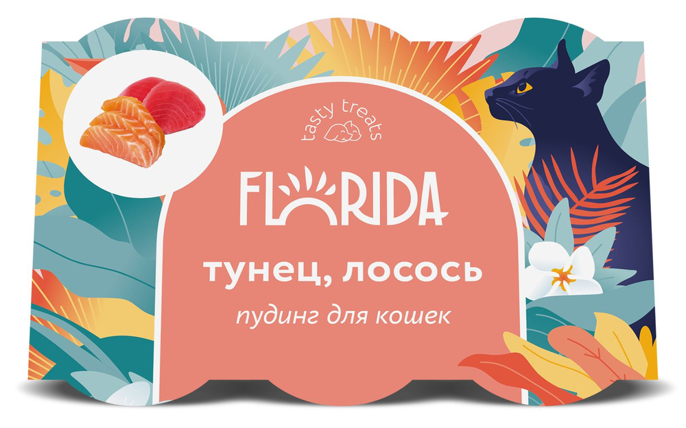 Лакомство Флорида для кошек FLORIDA Пудинг с тунцом и лососем, 22г х 6 штук  #1