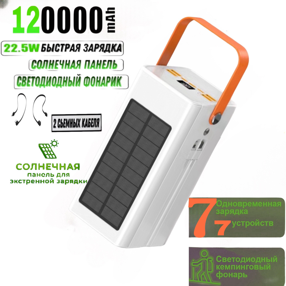 wirmon Внешний аккумулятор Power bank, 120000 мАч, белый #1