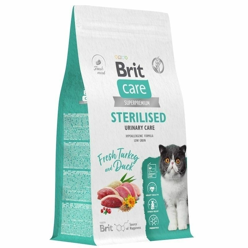 Brit: Care, Сухой корм с индейкой и уткой, для стерилизованных кошек, Cat Sterilised Urinary Care, 1,5 #1