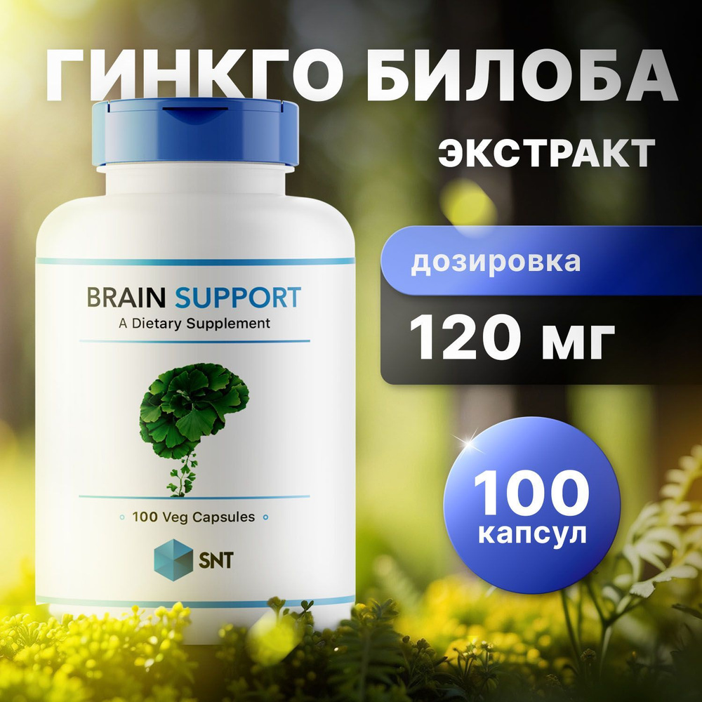 SNT Гинкго Билоба, Для мозга, памяти, Brain support ginkgo biloba 100 капсул  #1