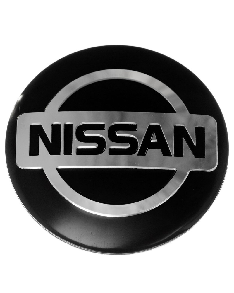 Наклейка на колпаки Nissan Черный/Серебро 65 мм. 4 шт. #1