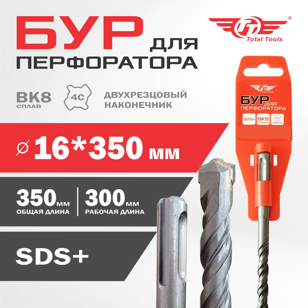 Бур для перфоратора по бетону 16*350 SDS+ INDUSTRIAL #1