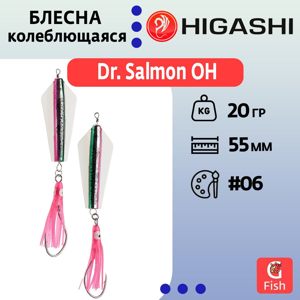 Блесна колеблющаяся HIGASHI Dr. Salmon OH 20g #06 #1